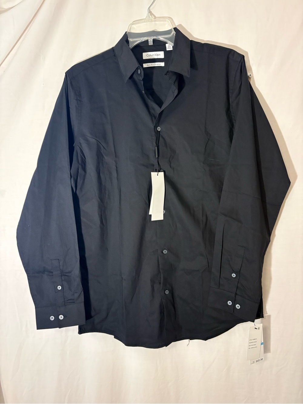 Calvin Klein Husky Boy’s Black  Long-Sleeve Dress Shirt